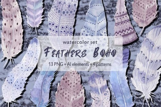 Free illustration Watercolor feathers Boho