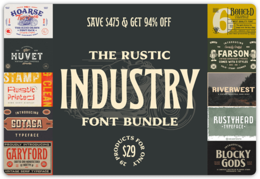 The Rustic Industry Font Bundle Discount Sale