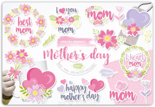 Prettygrafik Mothers Day illustration commercial license download