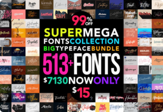 99% Off on Super Mega Fonts Collection Big Typeface – 511 Premium Fonts with Commercial License